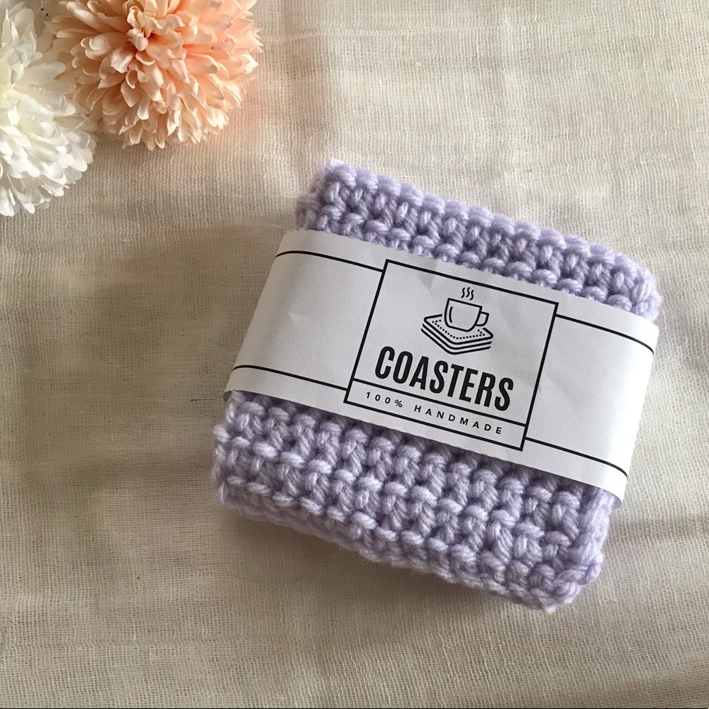 Set of 4 Hand Knit Coasters for Summer, New! 🌞🌻